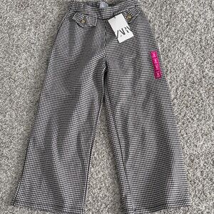 NWT Zara Kids Black and White Herringbone Pants